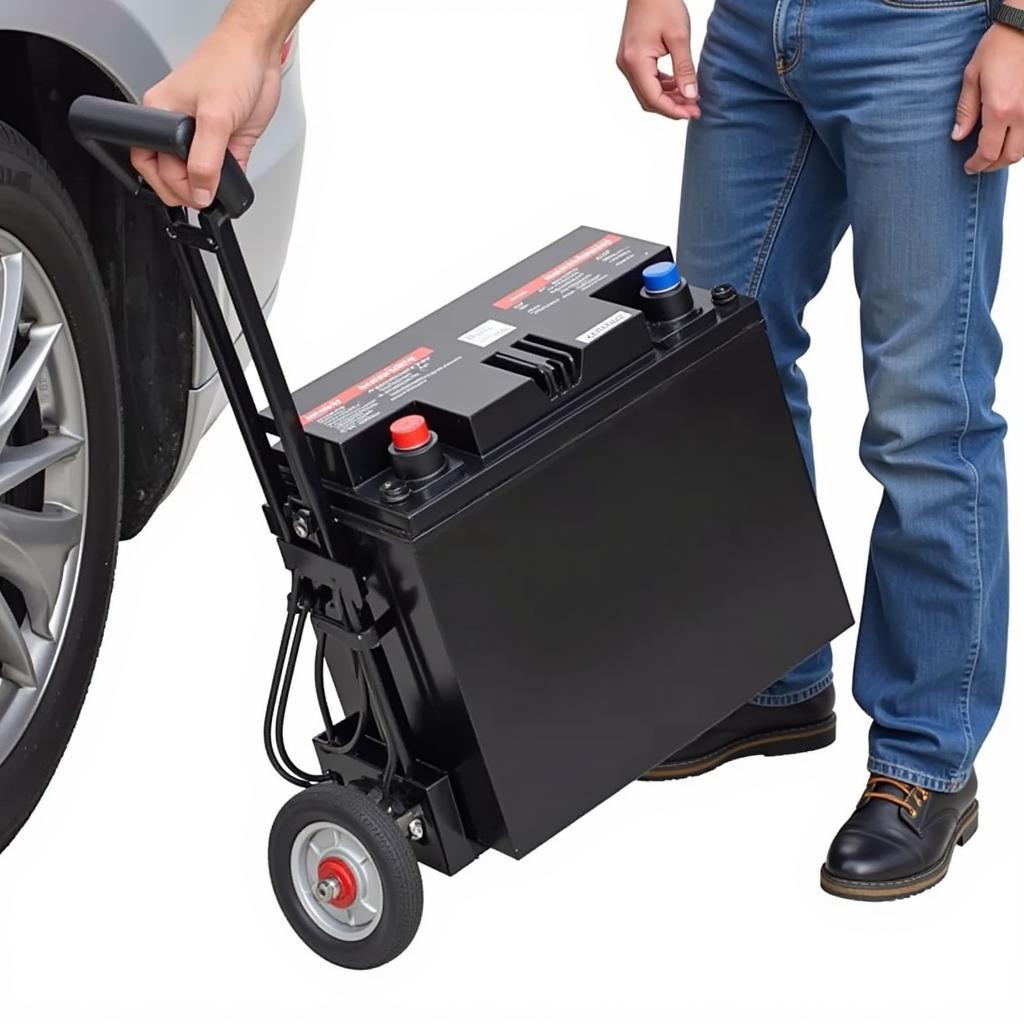 Using a Dolly to Move a Car Battery