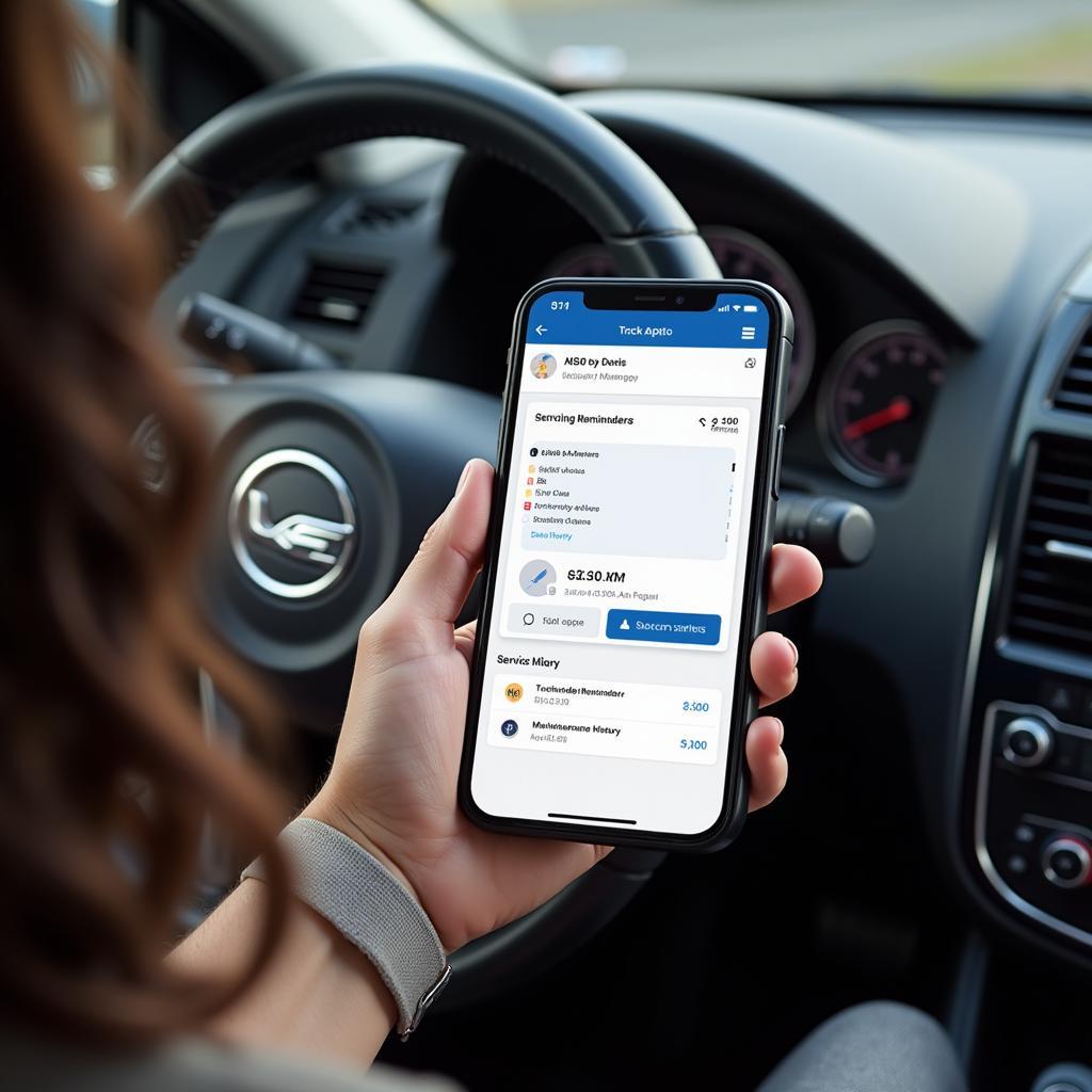 Using a Car Maintenance App on a Smartphone