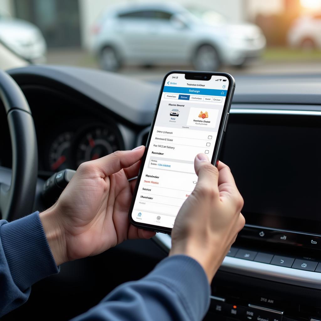 Using Car Maintenance App on Phone