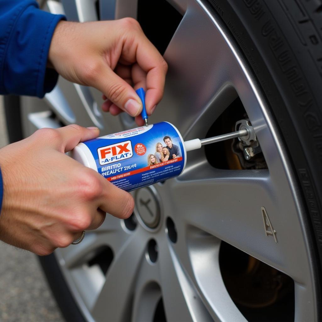 Using Fix-a-Flat on a Car Tire