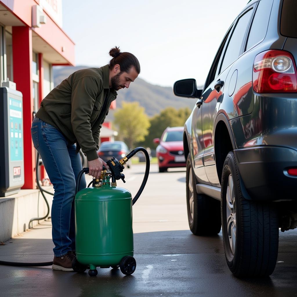 Using a Gas Station Air Compressor