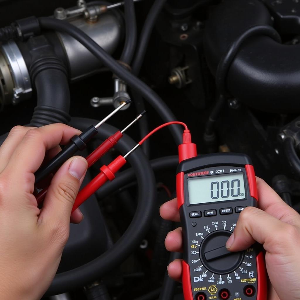 Using a multimeter to check for continuity in car wiring