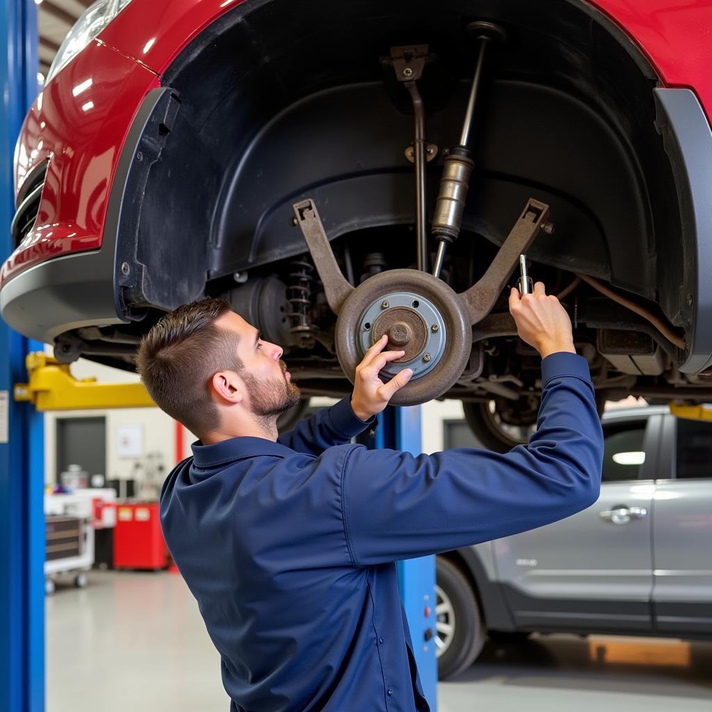 Mechanic Inspecting a Vermont Used Car at Ohio Auction