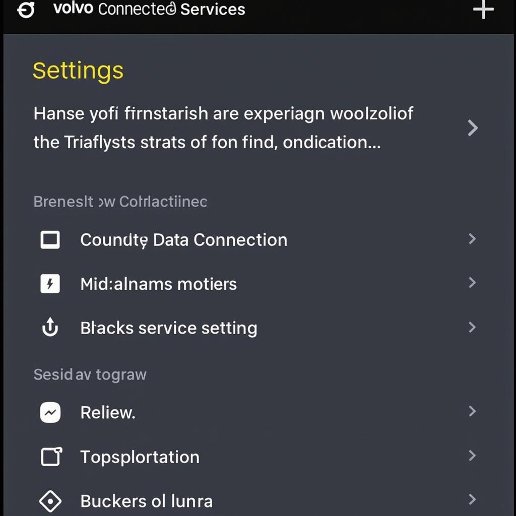 Volvo Connected Services Settings