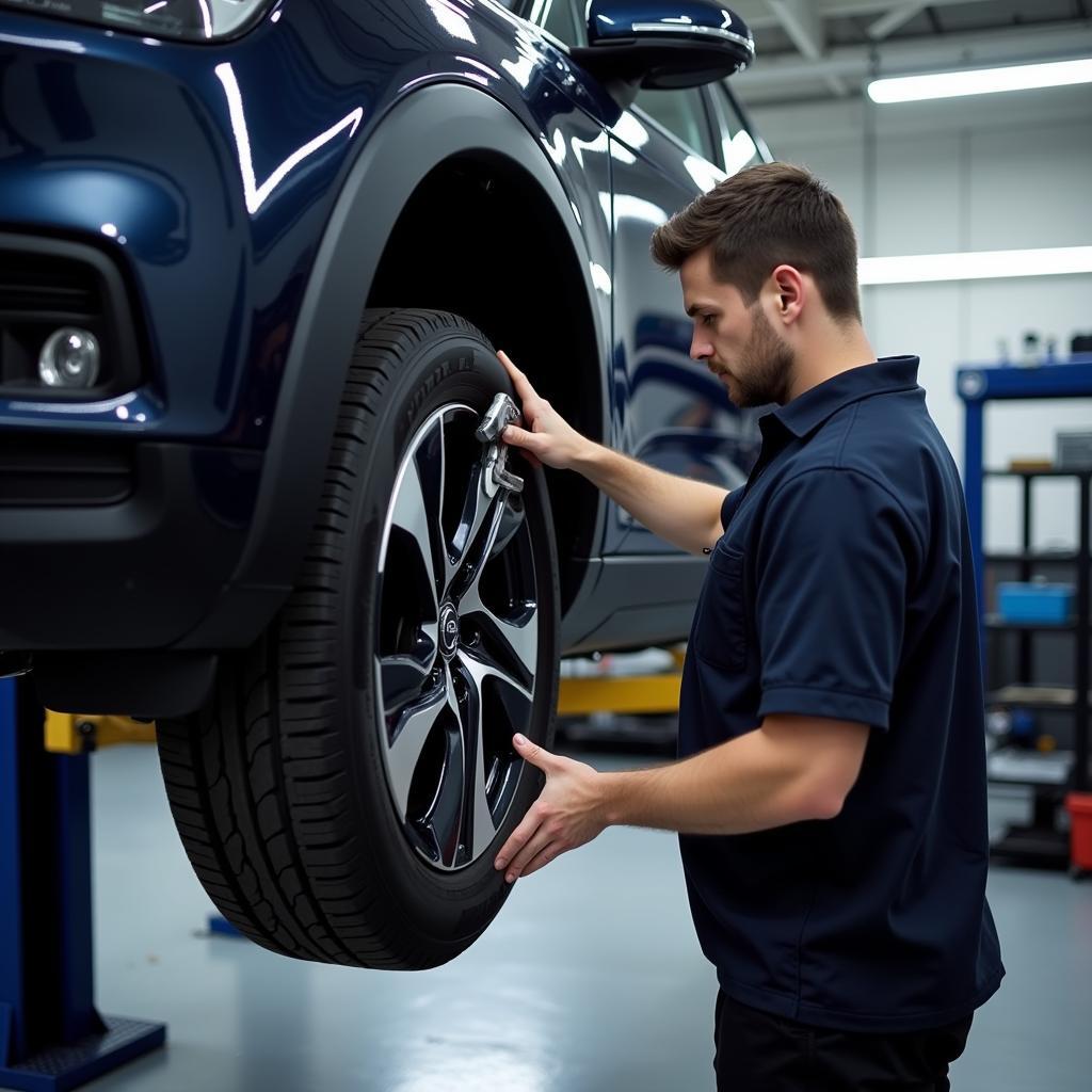 Rotating Tires on a Volvo Electric Car