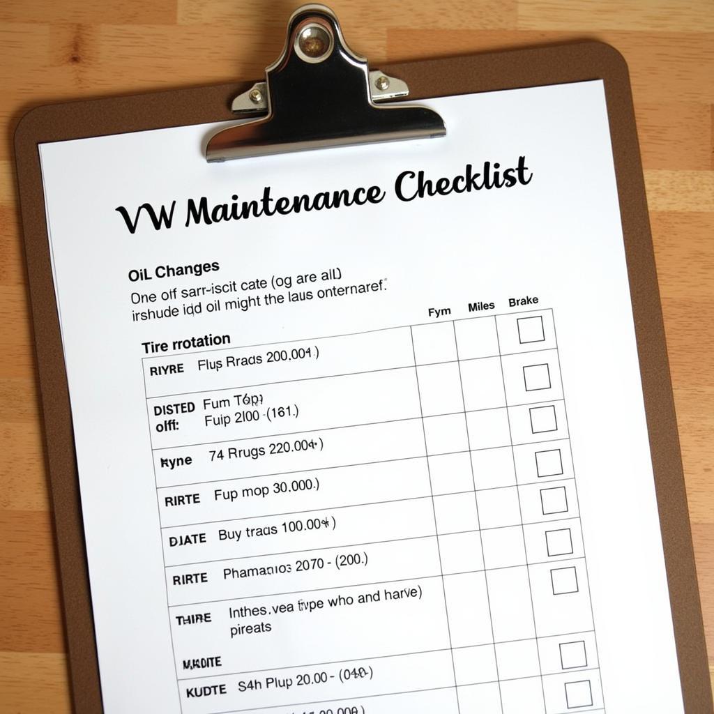 VW Maintenance Checklist