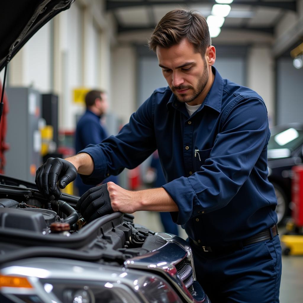 Wexford mechanic working on a car engine