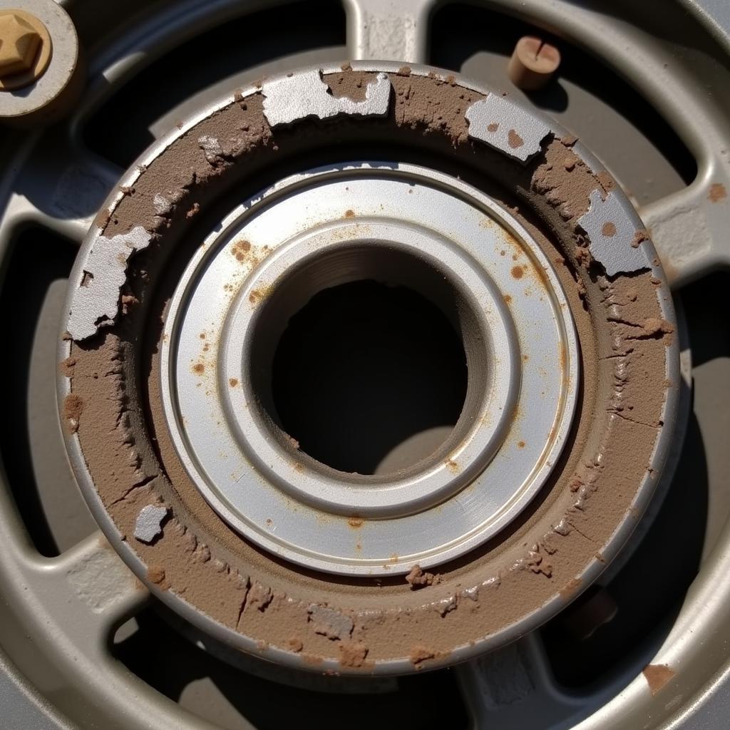 Car Wheel Bearing Damage: Close-up View