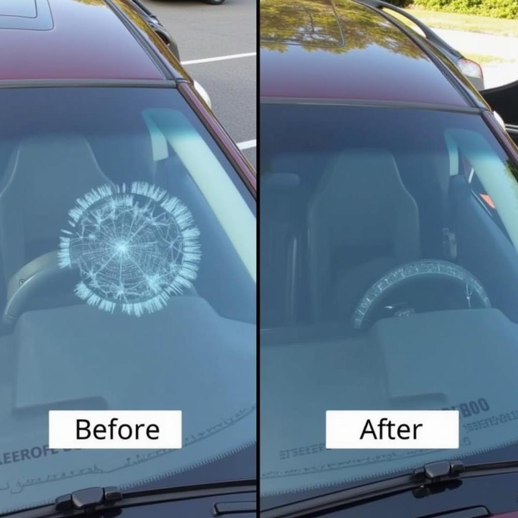 Windshield Repair Before and After Comparison