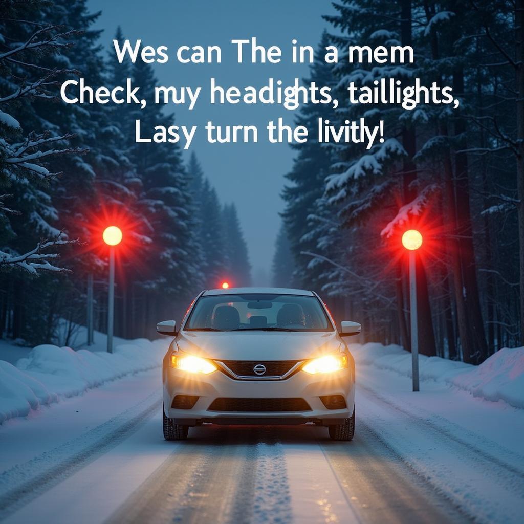 Checking Car Lights in Winter