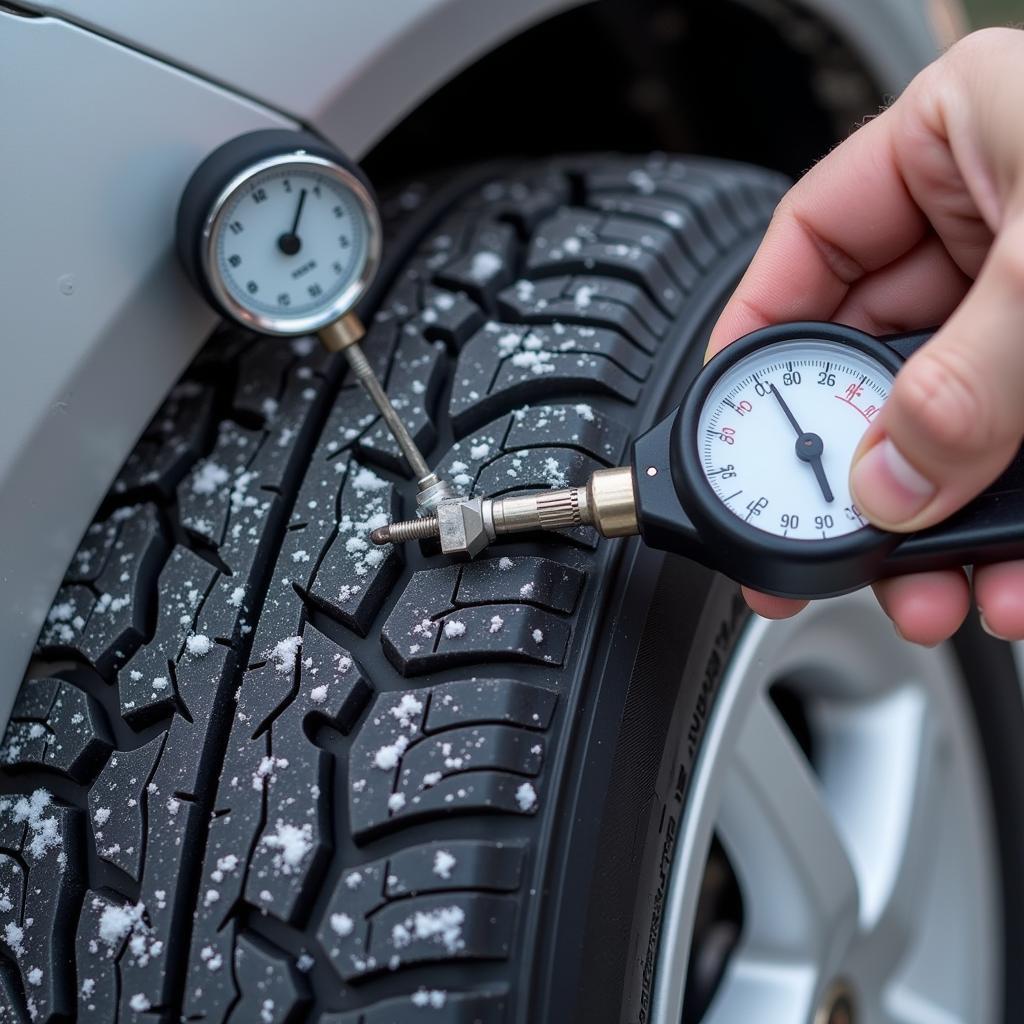 Inspecting Tire Tread and Pressure for Winter