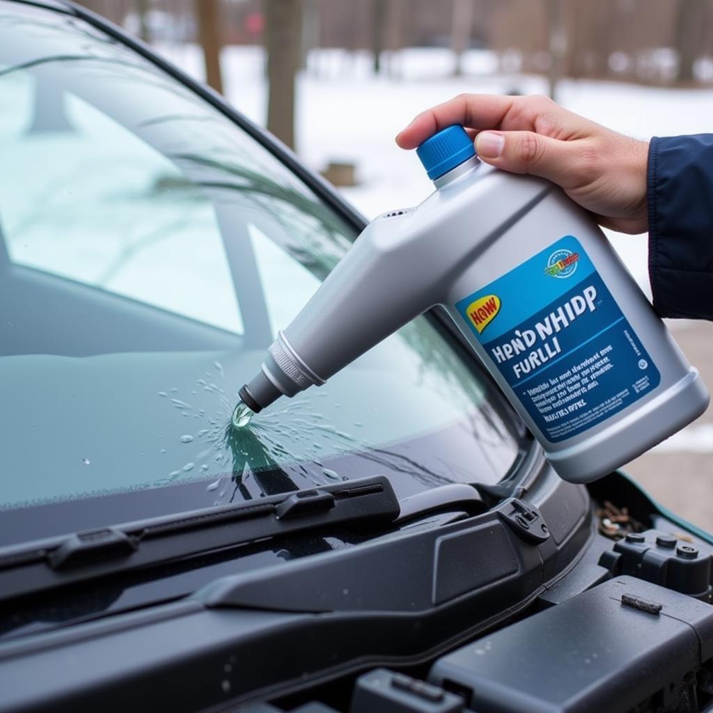 Applying Winter Windshield Washer Fluid