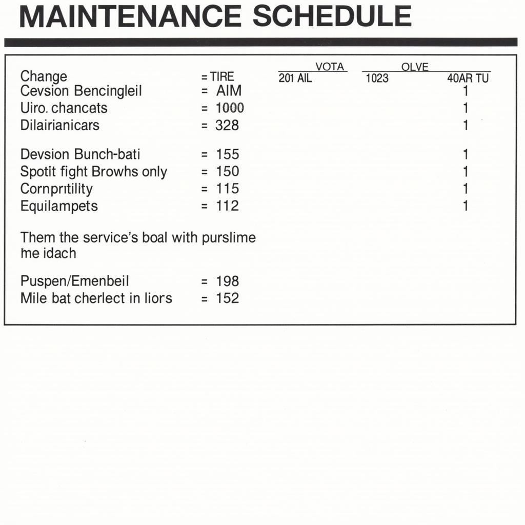 Wonders Alhambra Maintenance Schedule in Owner's Manual