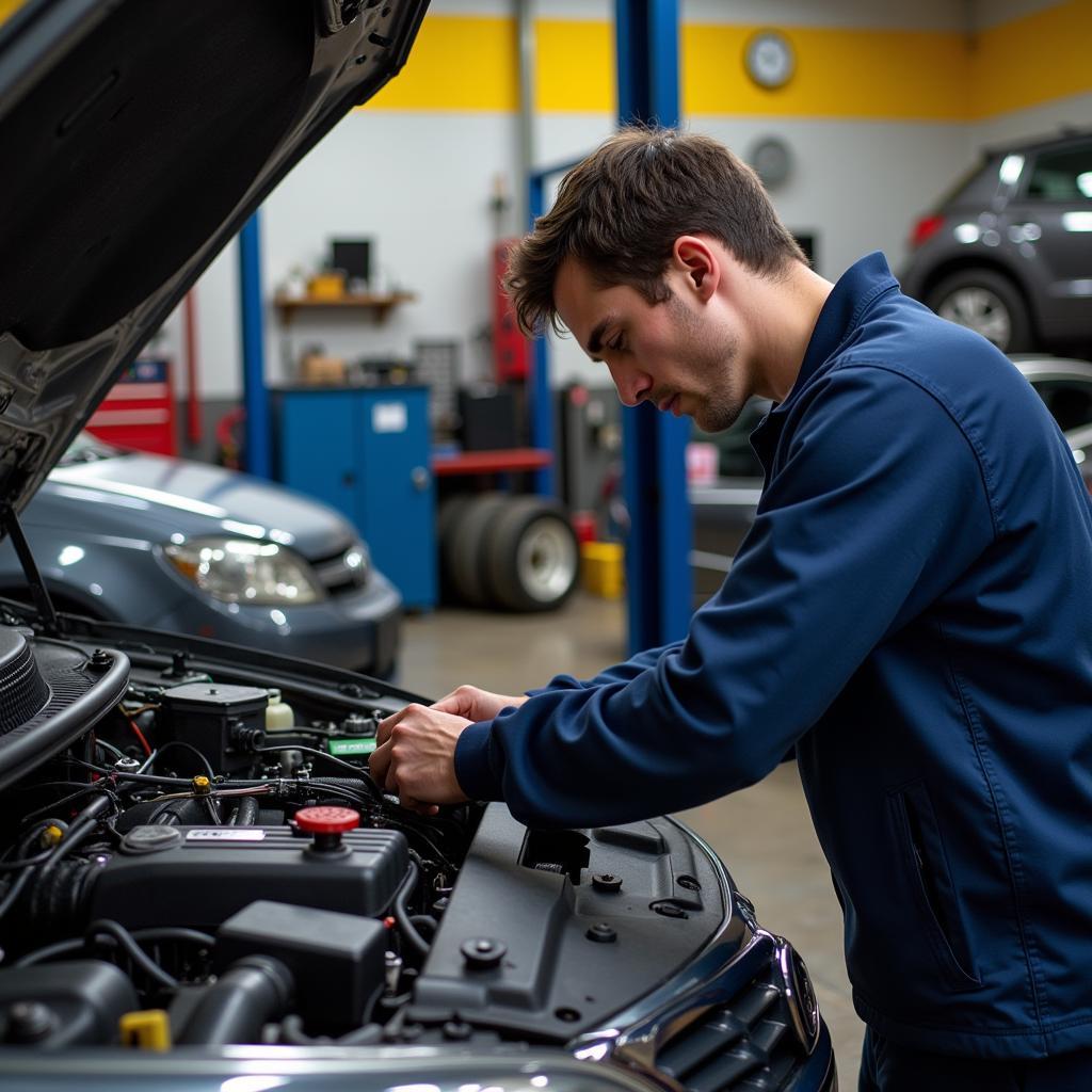 Woodstock Car Mechanic Performing Engine Maintenance