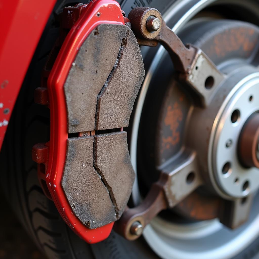 Worn Brake Pads in a Used Car