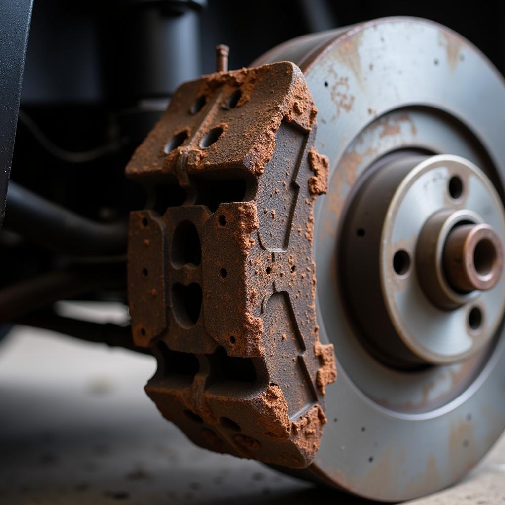 Worn Brake Pads and Disc Rotor