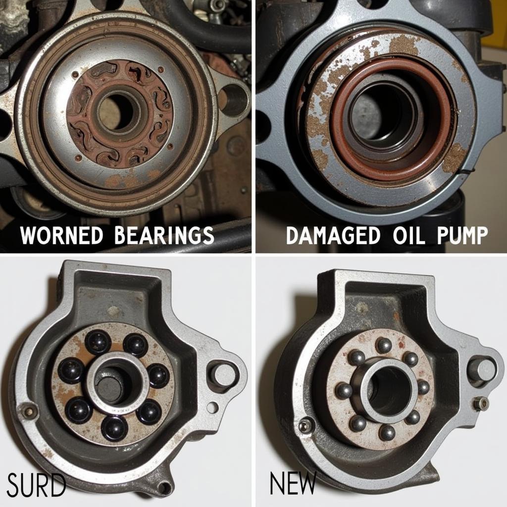 Worn engine bearings and oil pump