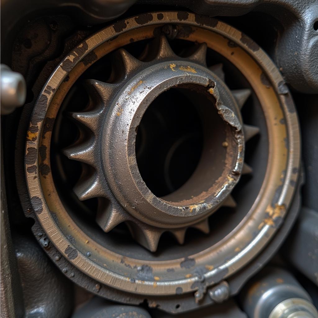 Worn Synchronizer Inside a Car Gearbox