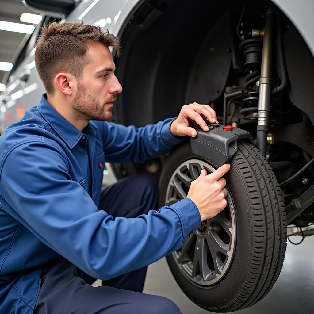 Car undergoing a 60,000-mile maintenance check