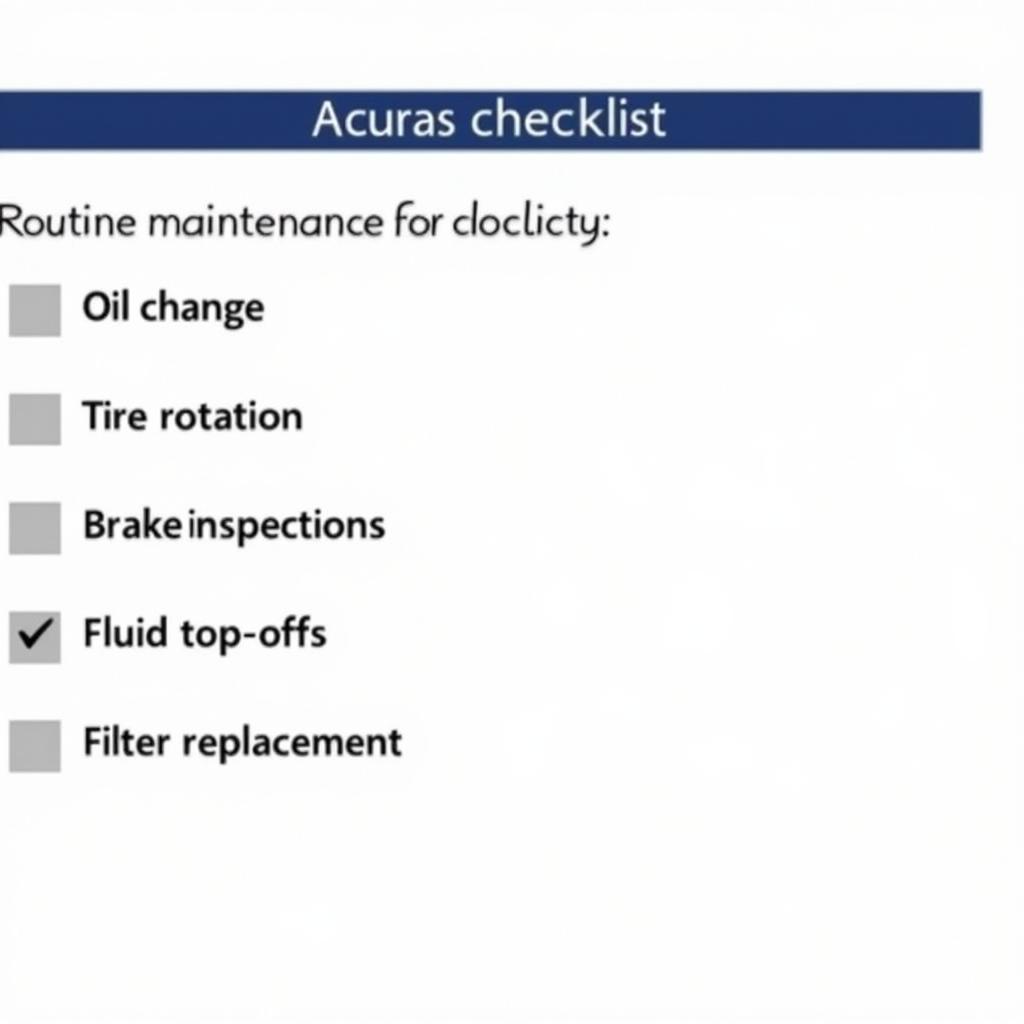 Acura Routine Maintenance Checklist