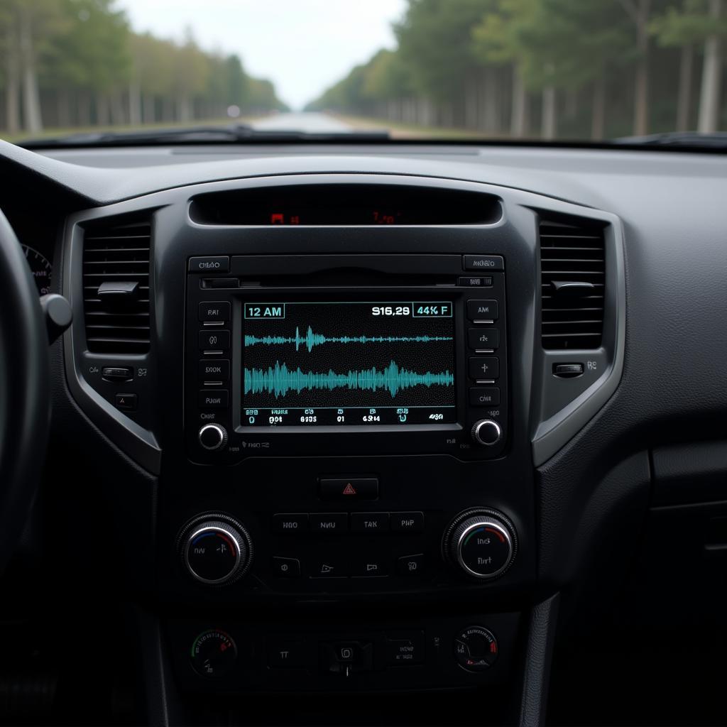 Car radio displaying static interference on the AM band