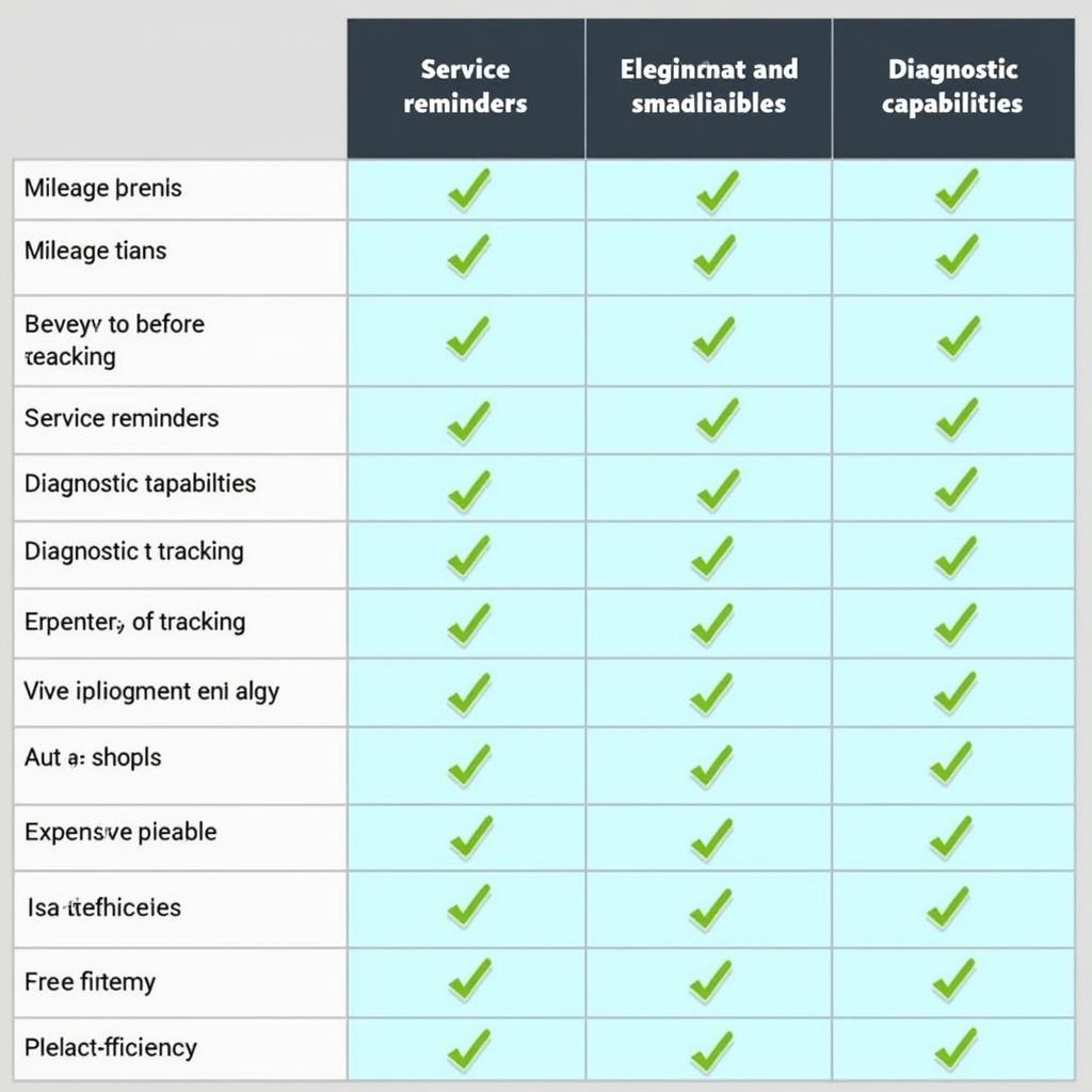 Android Car Maintenance App Features Comparison Table