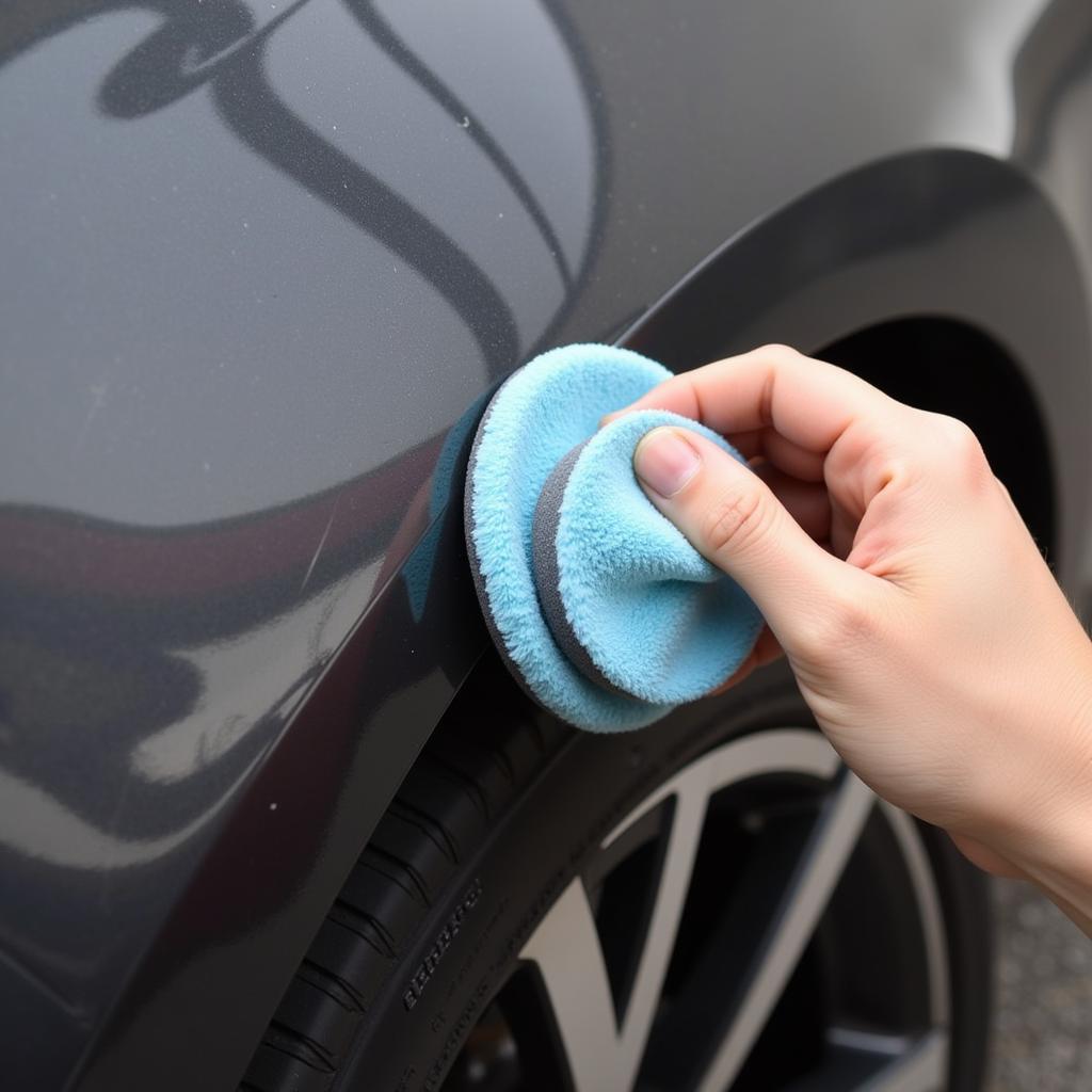 Applying Car Polish to a Minor Scratch