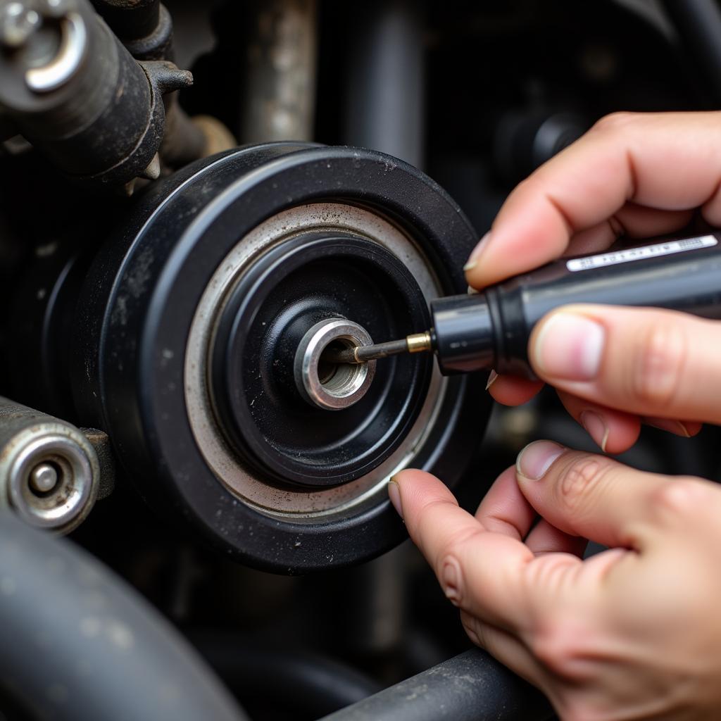 Lubricating a Car Pulley