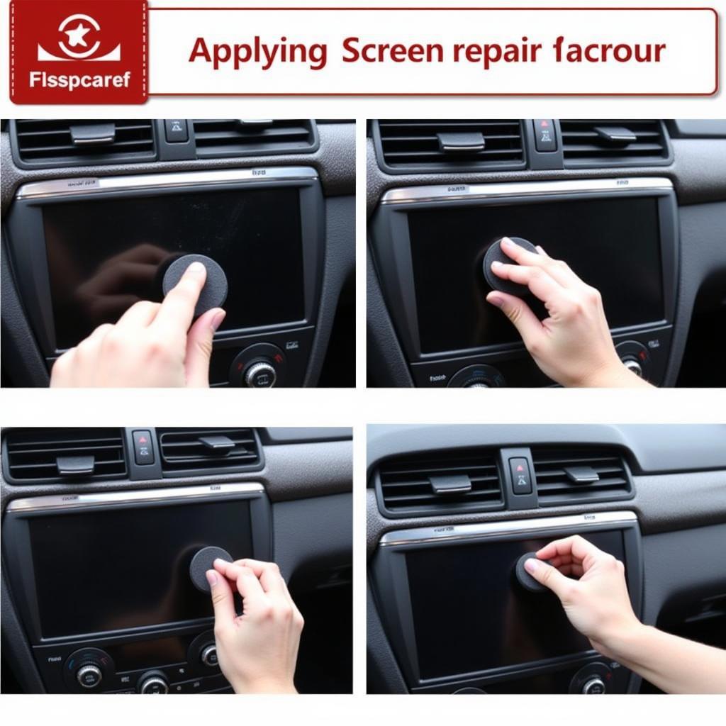 Applying Screen Repair Compound to Car Display