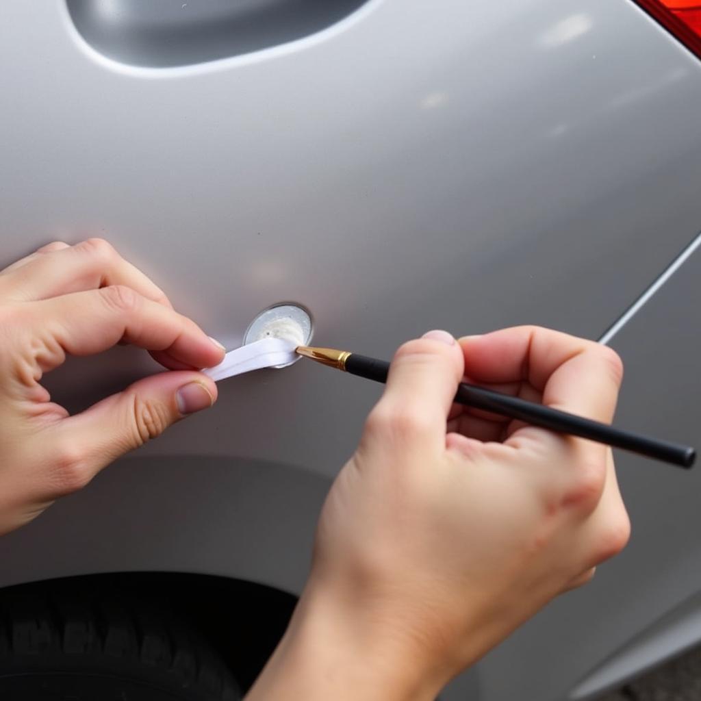 Applying Touch-Up Paint to a Car Rock Chip