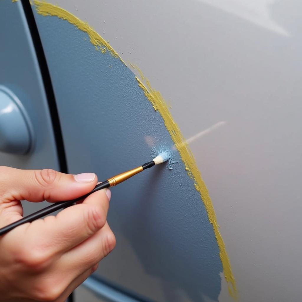 Applying Touch-Up Paint to Car Door