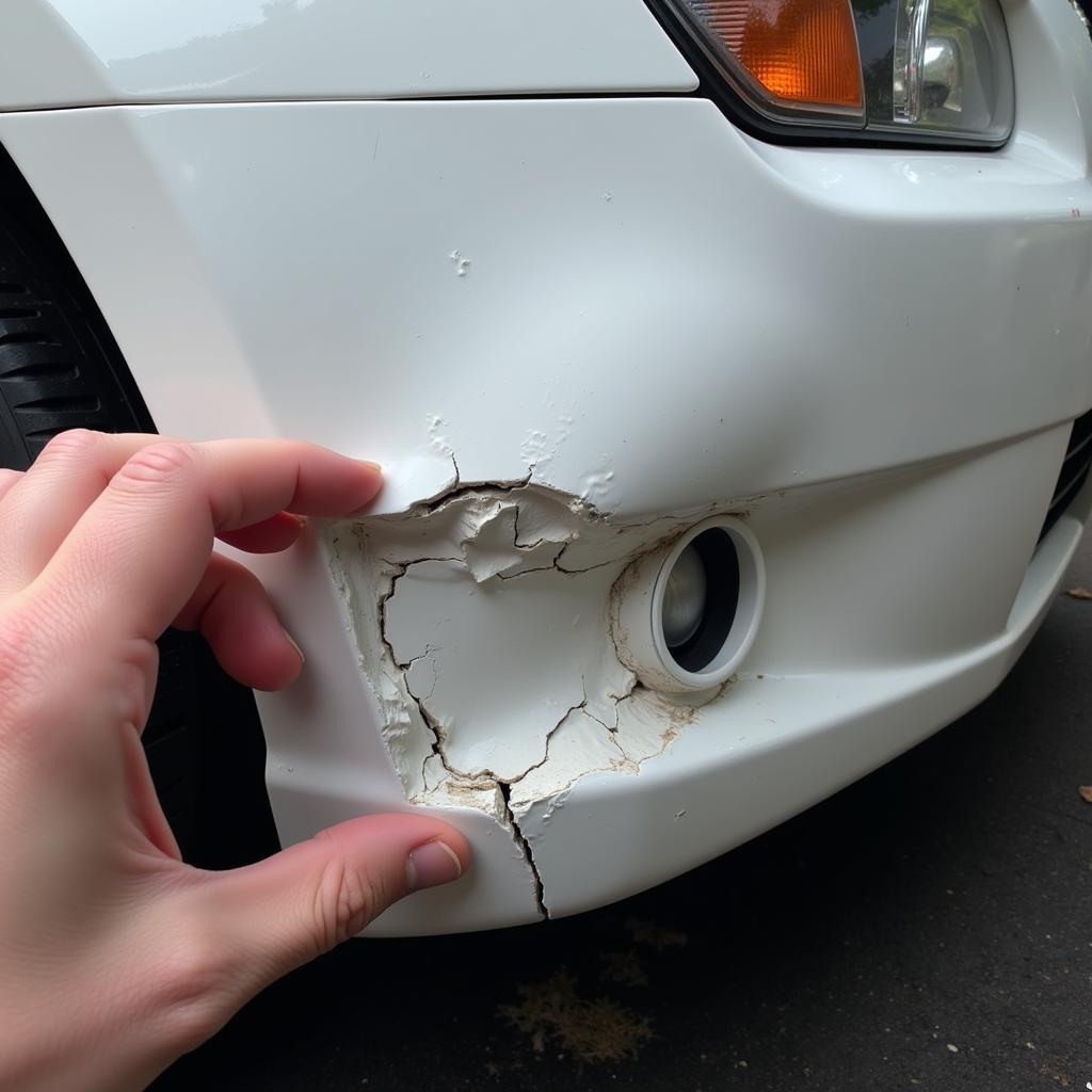 Assessing the Damage to Car Bumper