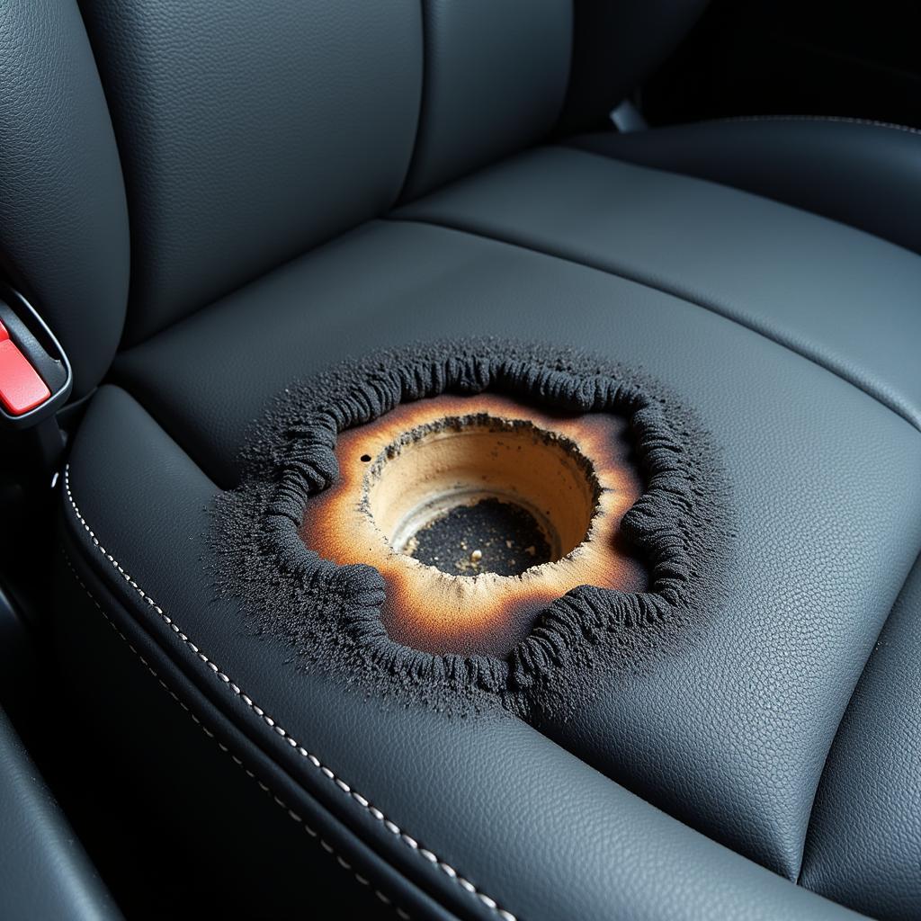 Assessing the Burn Hole in a Car Seat