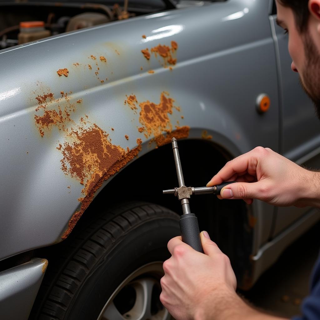 Inspecting Damage on a Sentimental Vehicle