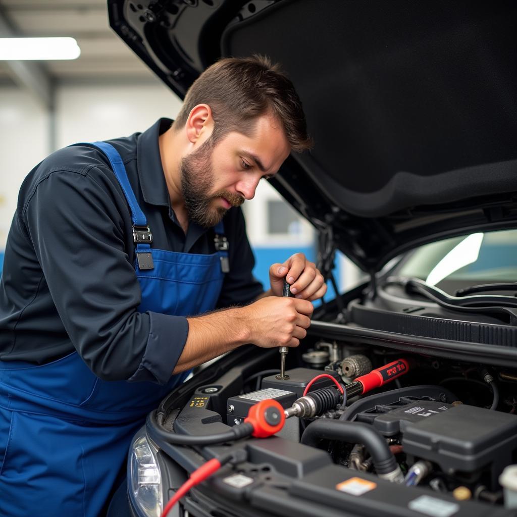 Qualified Auto Electrician Repairing Wiring