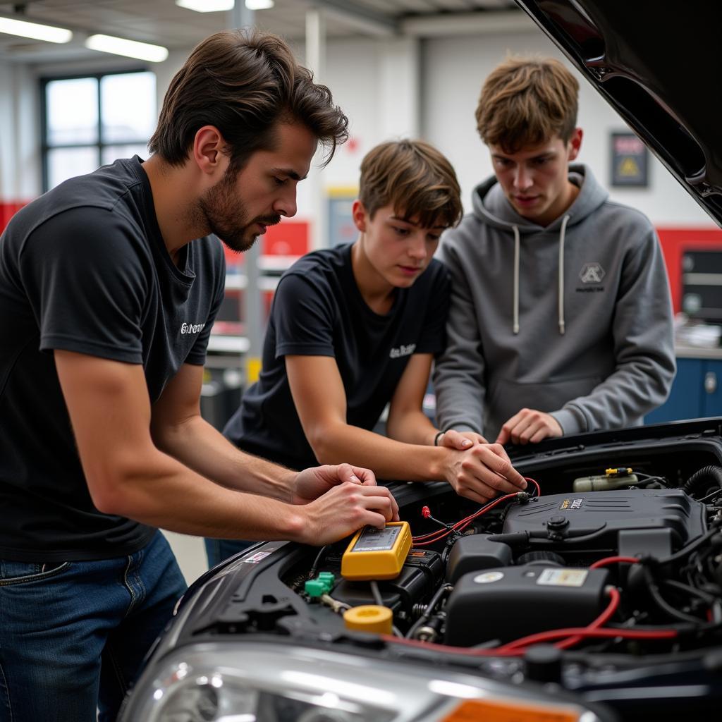 Students Learning About Automotive Electrical Systems