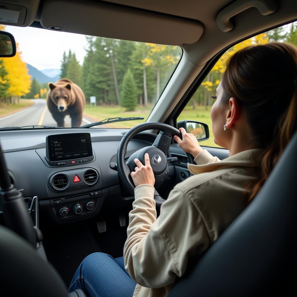 Bear Approaching a Rental Car: Staying Safe Inside