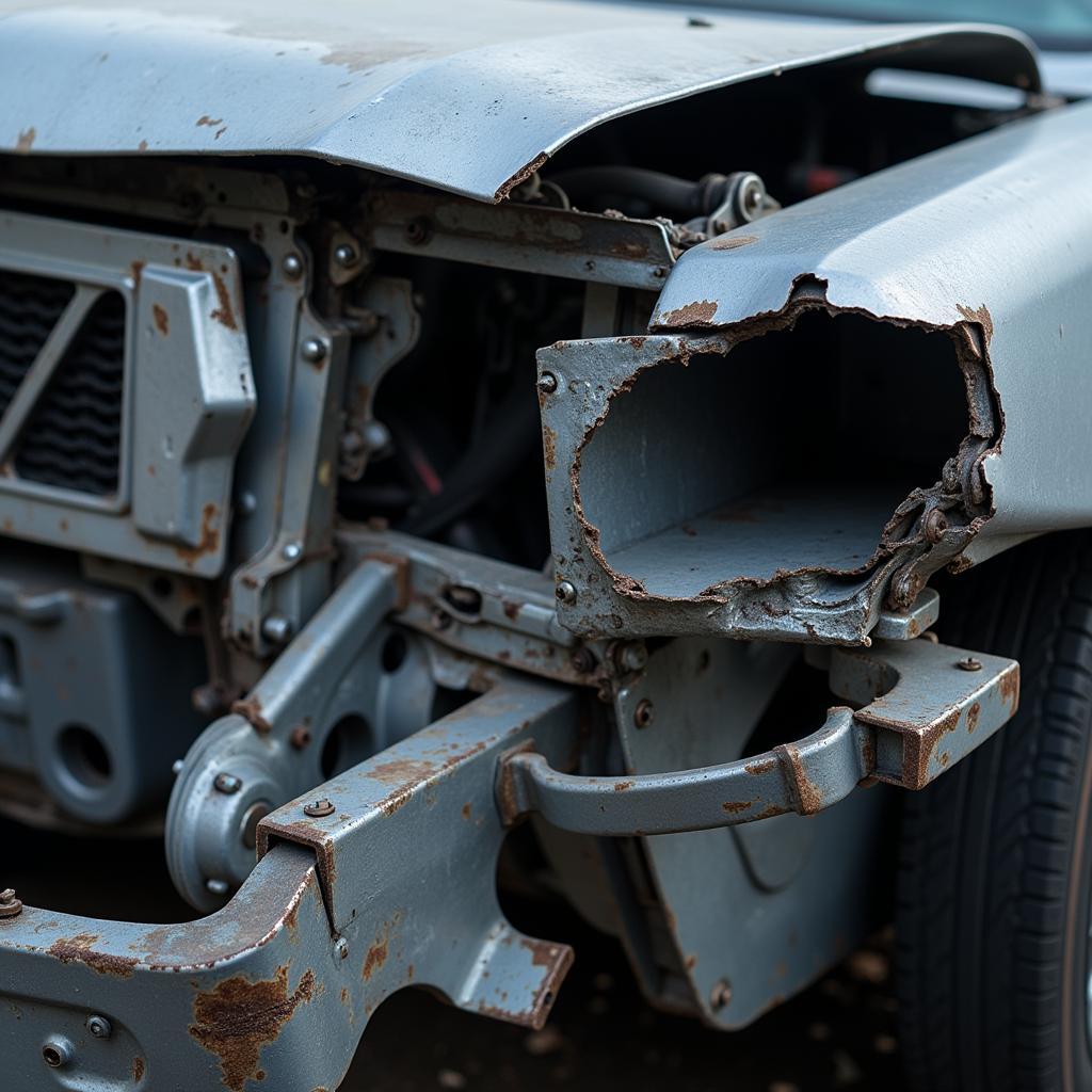 Bent Car Frame After Accident