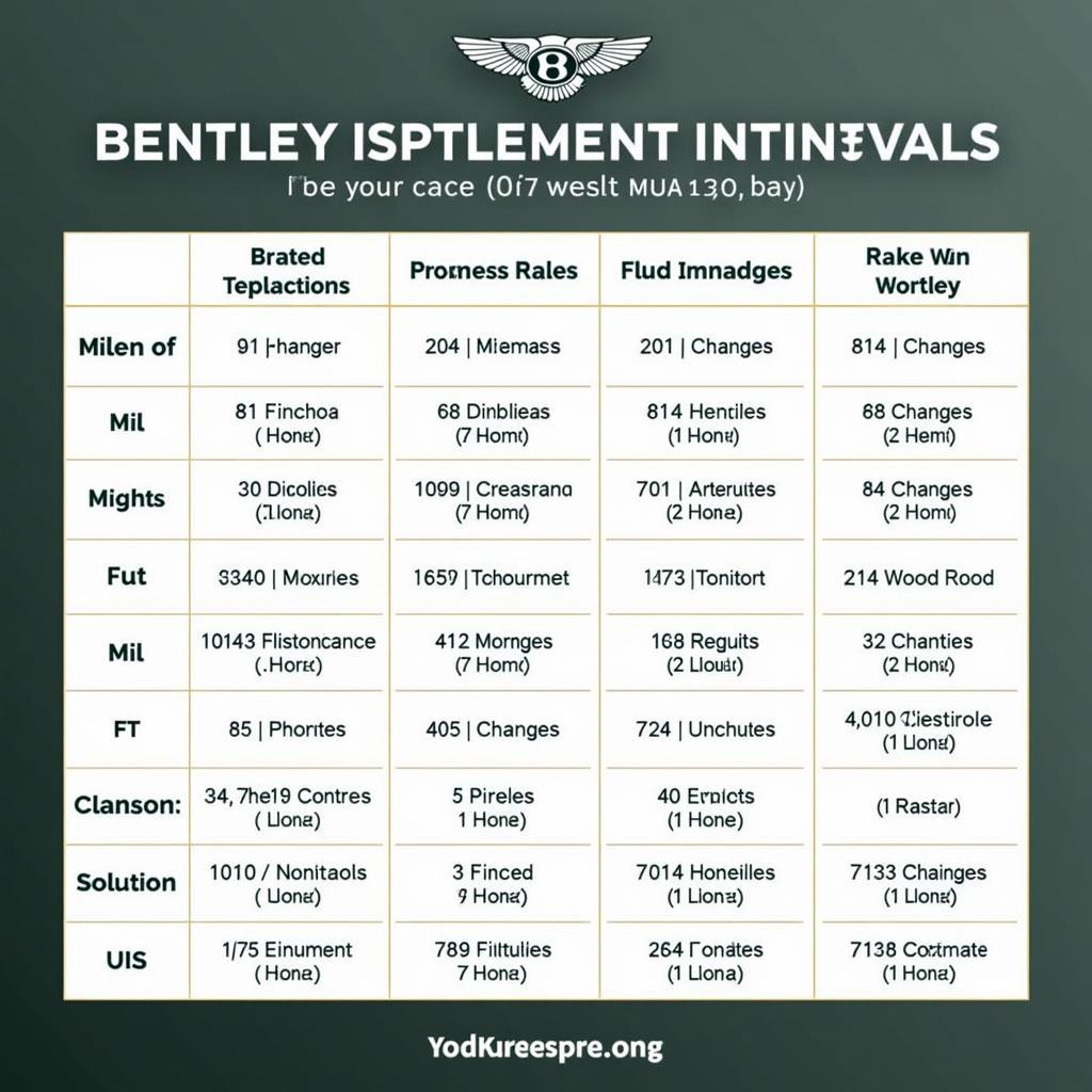 Bentley Maintenance Schedule Example