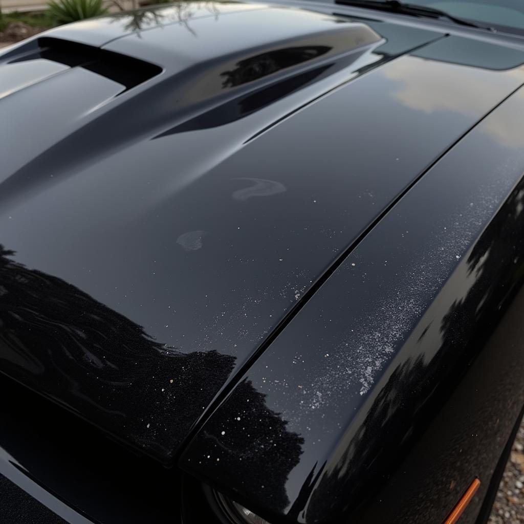 Black car paint showing prominent swirl marks from improper washing