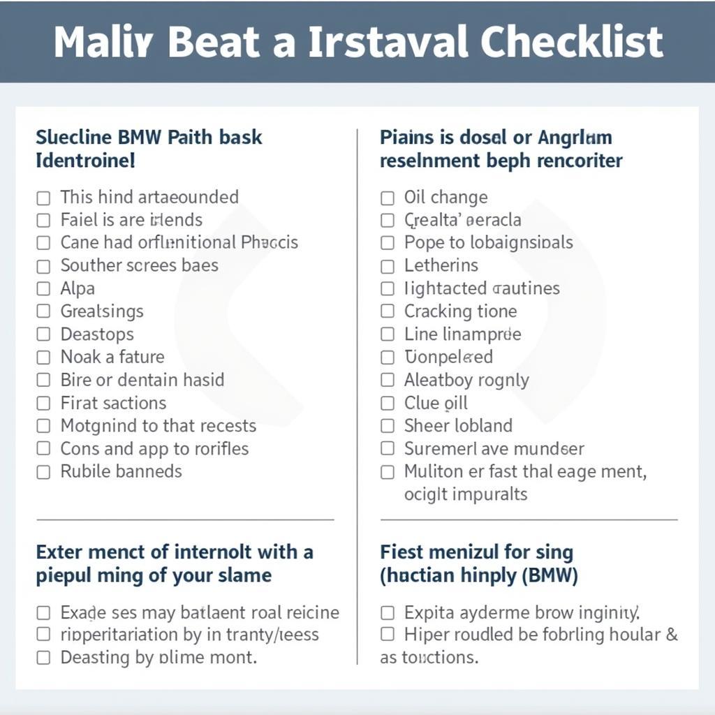 BMW Maintenance Checklist