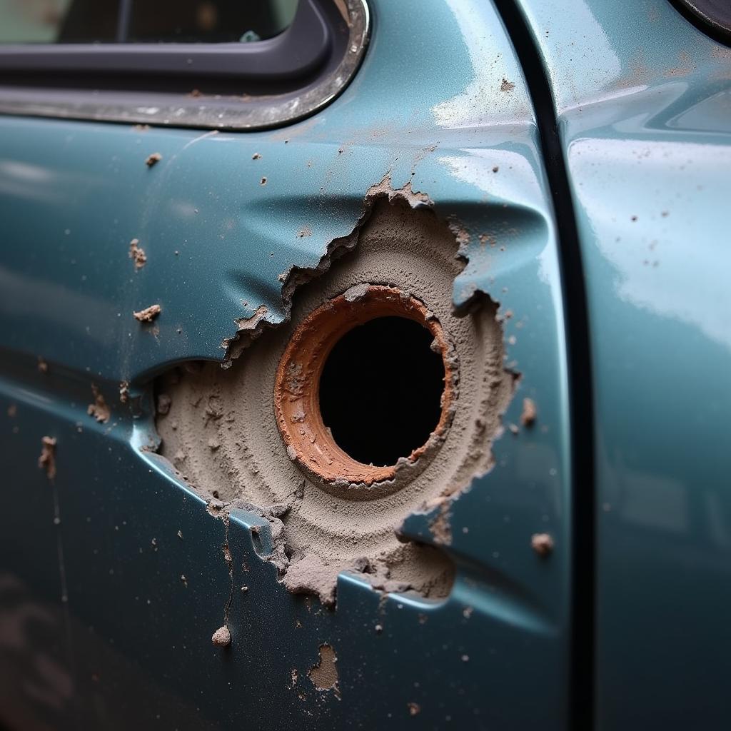 Bullet Hole in Car Door: Damage Assessment