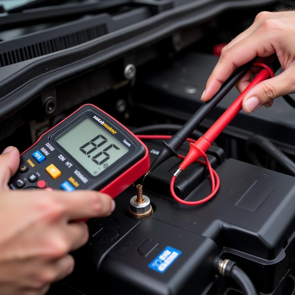 Testing Car Battery with Multimeter