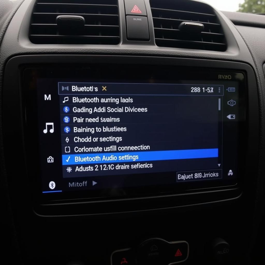 Car Bluetooth Menu Settings