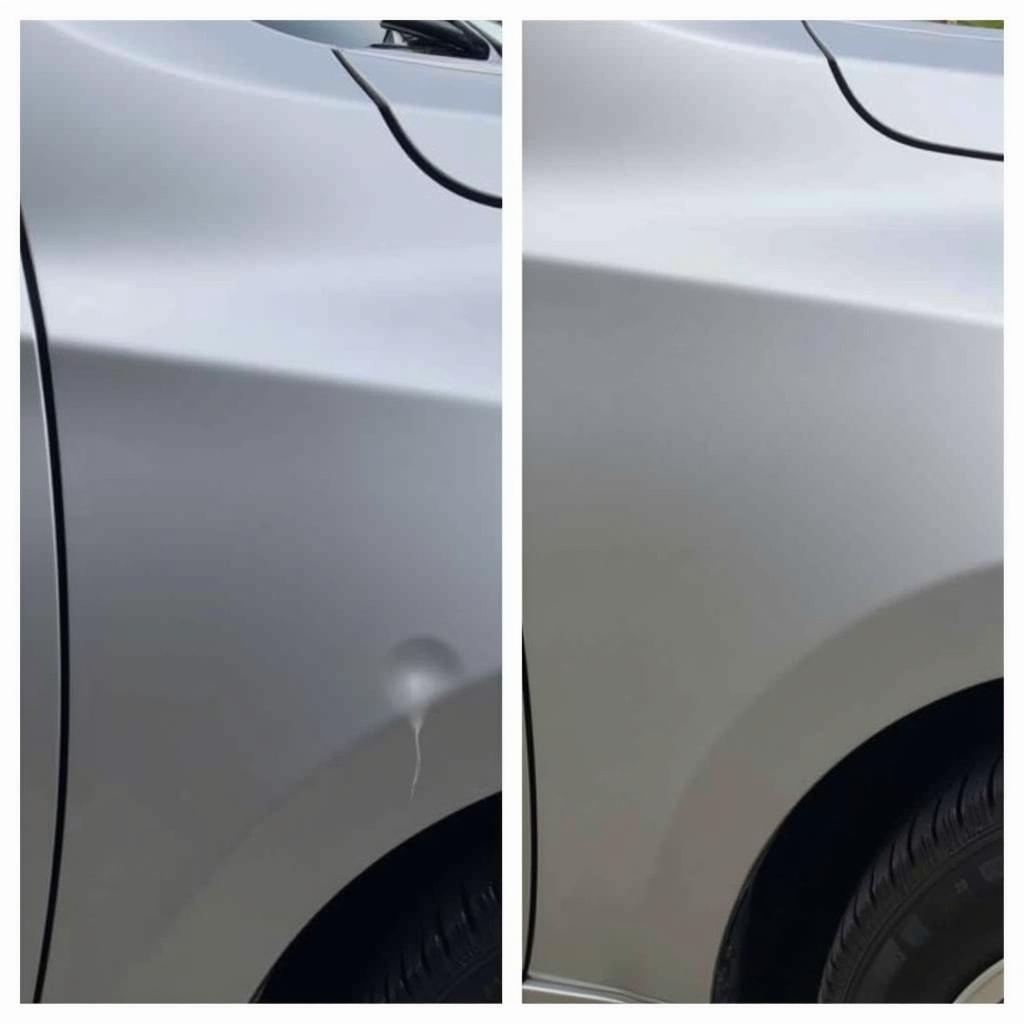 Car dent before and after professional repair