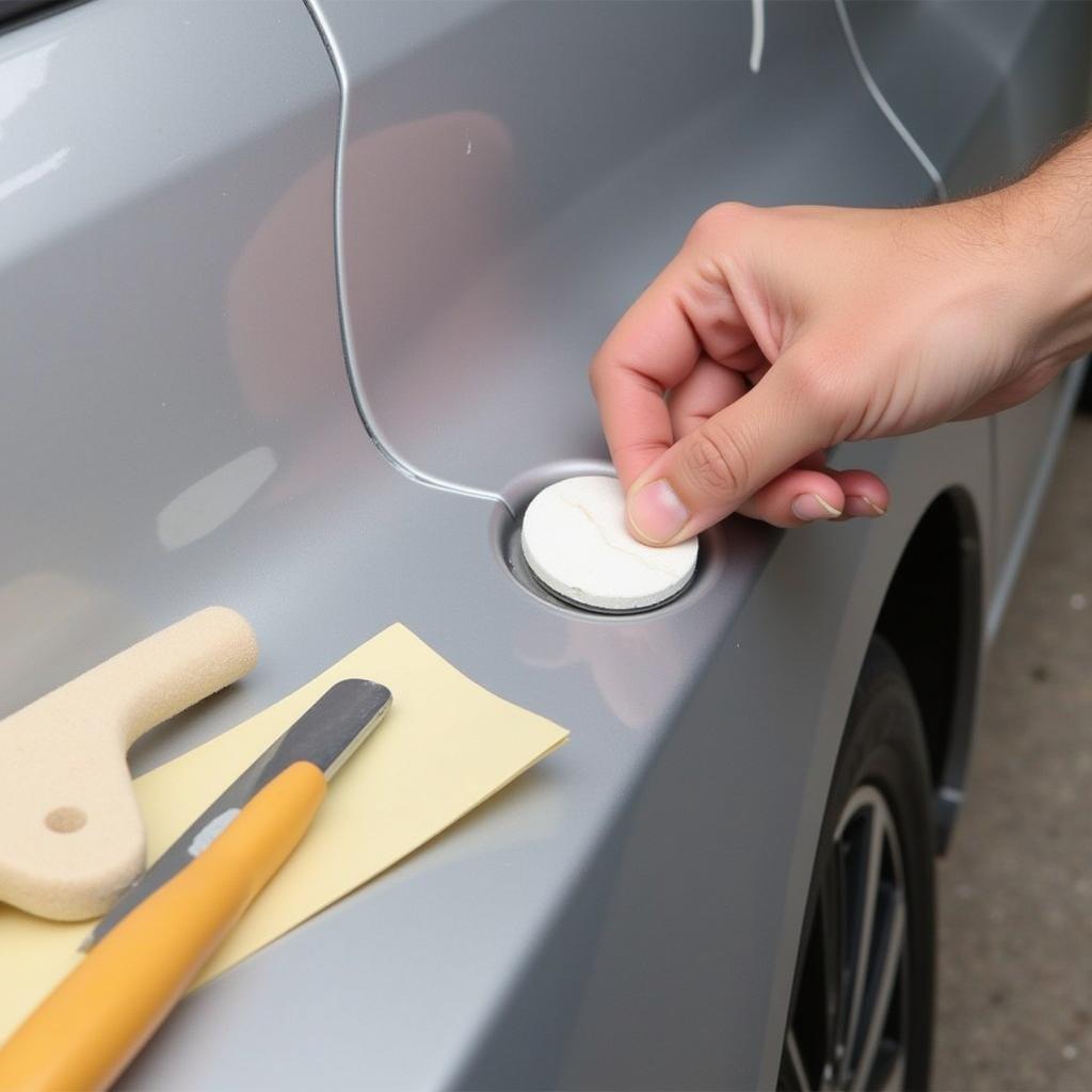 Repairing a hole in a car door