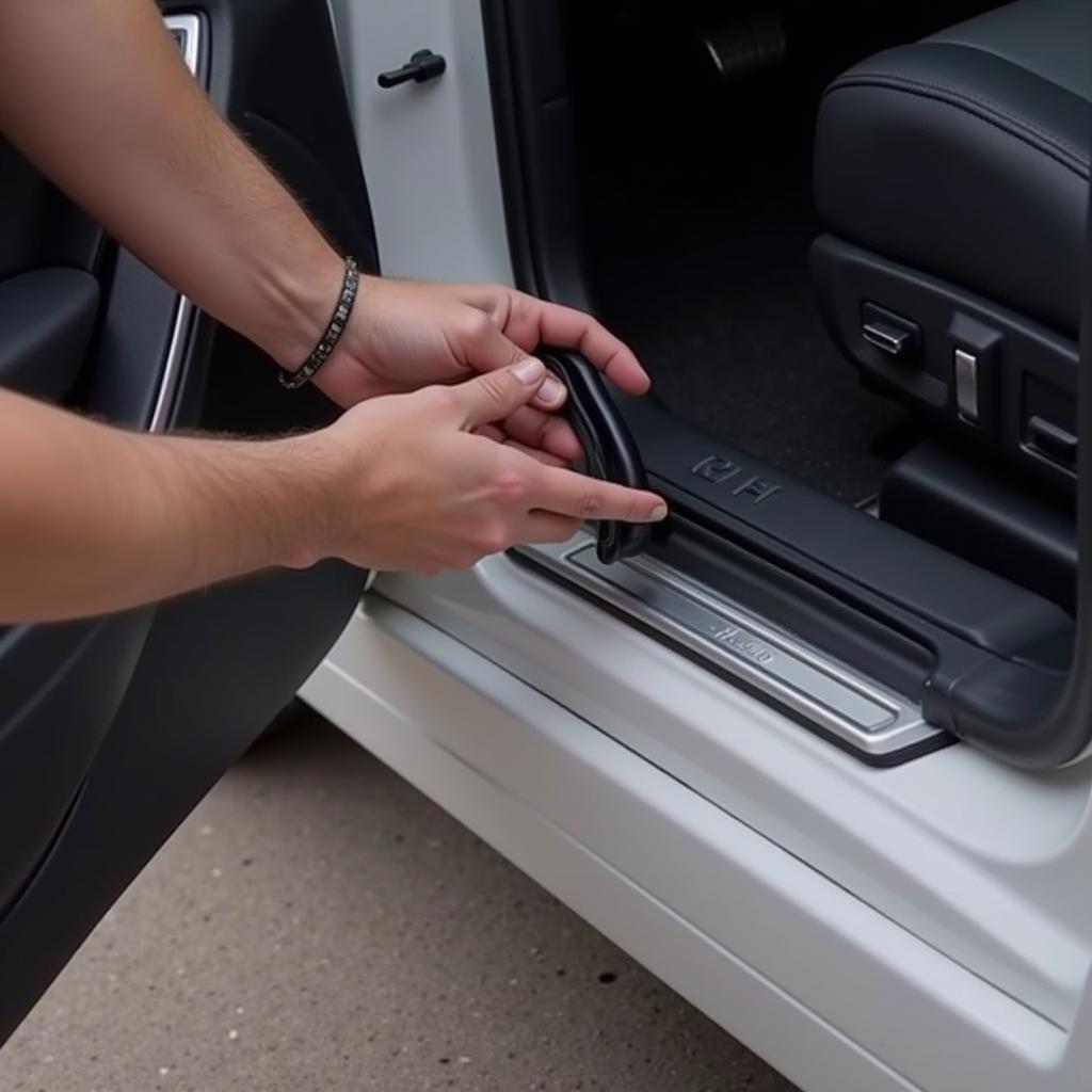 Inspecting Car Door Seal for Damage