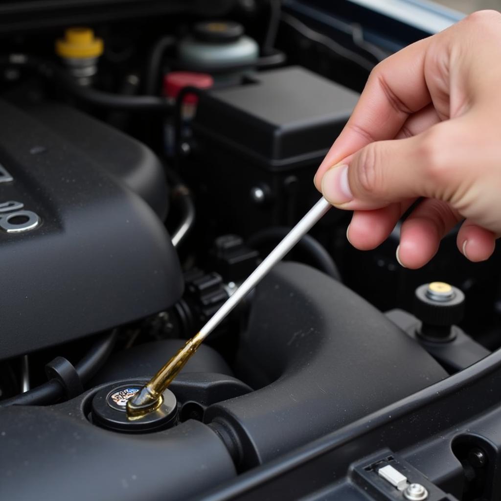 Checking car engine oil level