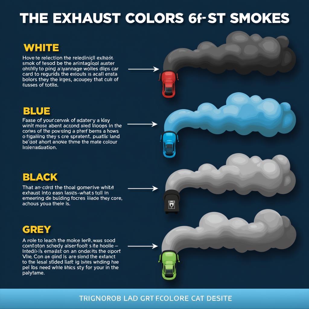 Different car exhaust smoke colors indicate various problems.