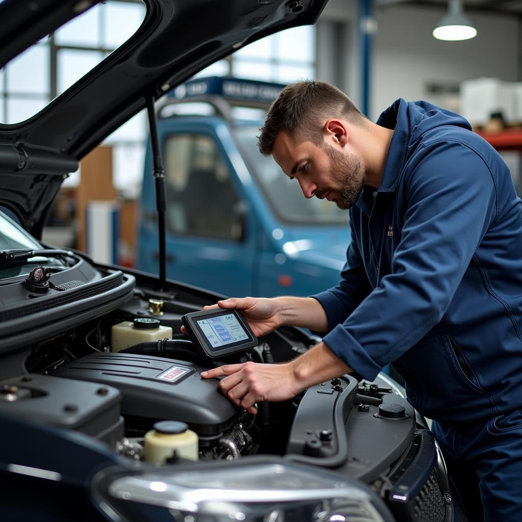 Mechanic Checking Engine in a Cork Garage